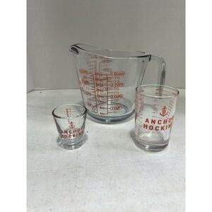 Vintage Anchor Hocking Glass Measuring Set - 1oz, 5oz, & 1 Quart (3 Piece)